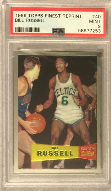Bill Russell 1957 Rookie 1996 Topps Finest Reprint #40 - PSA 9 Mint - Celtics