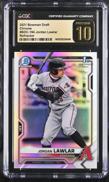 2021 BOWMAN JORDAN LAWLAR DRAFT CHROME #BDC-194 CGC 10 BL.D1.08