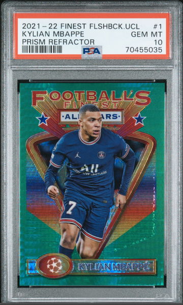2021-22 Finest Flashbacks Kylian Mbappe Prism PSA 10