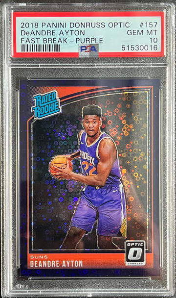 2018 Donruss Optic Fast Break Purple /95 #157 Deandre Ayton Rookie RC PSA 10 GEM MINT COLOR MATCH