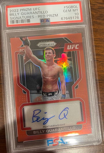 2022 UFC Prizm Billy Quarantillo Rookie Auto Red /99 RC PSA 10 Gem Mint