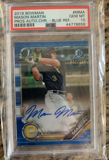 2019 bowman mason Martin blue auto psa 10
