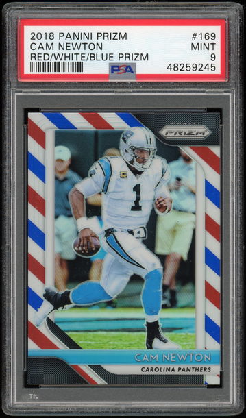 2018 Prizm #169 Cam Newton RWB Prizm PSA 9