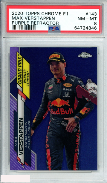 2020 TOPPS CHROME F1 MAX VERSTAPPEN #143 PURPLE REF 92 OF 399 PSA 8 NM-MT