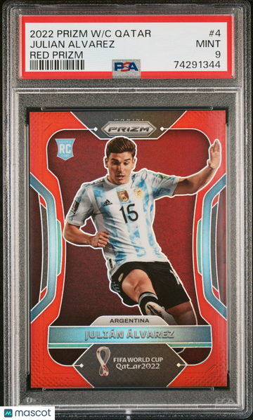 2022 Panini Prizm World Cup Qatar Julian Alvarez #4 Red PSA 9