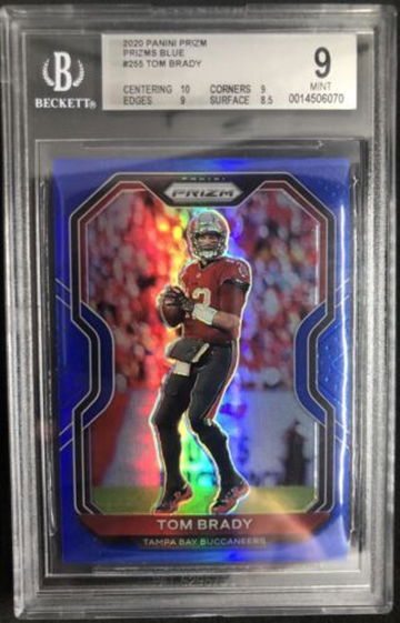 TOM BRADY 2020 Panini Prizm Football #255 SSP Blue Retail Prizm  BGS 9 MINT