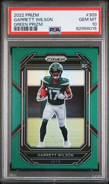 2022 Panini Prizm Green Scope Prizm Garrett Wilson #309 /75 PSA 10