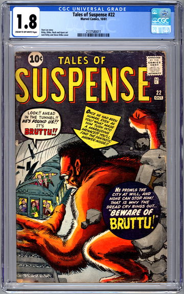 TALES OF SUSPENSE #22 CGC 1.8 STAN LEE STORY JACK KIRBY STEVE DITKO CVR/ART 1961