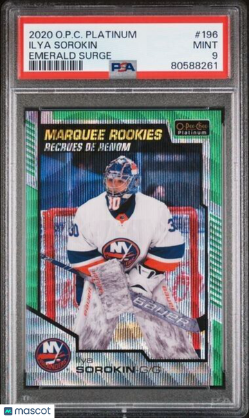 2020-21 O-Pee-Chee Platinum ILYA SOROKIN Emerald Surge Marquee PSA 9 Rookie 3/10 PSA 9