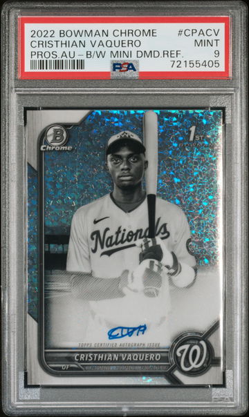 PSA 9 2022 Bowman Chrome Christhian Vaquero B&W Mini Diamond Auto