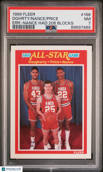 1989 Fleer Price Nance Dghrty #166 Err. Nance Had 206 Blocks PSA 7
