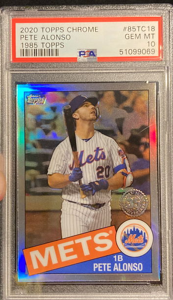 2020 Topps Chrome Pete Alonso 1985 Topps PSA 10
