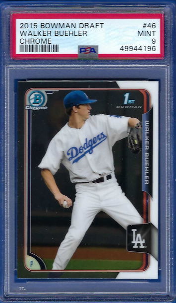 2015 Bowman Draft Chrome Walker Buehler *PSA 9* Mint (1st Bowman) Los Angeles Dodgers