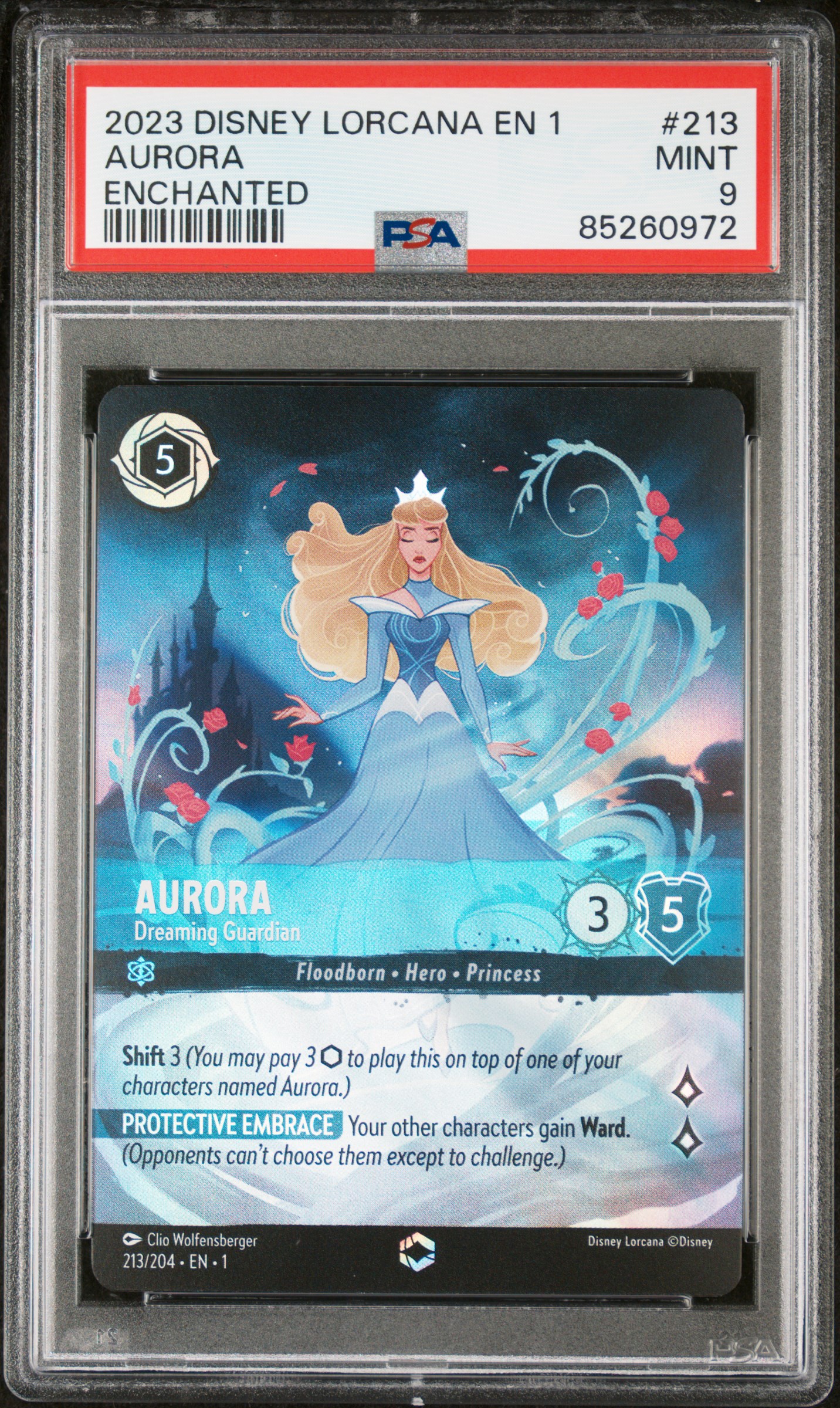 2023 Disney Lorcana TCG Aurora #213/204 PSA 9 Enchanted Foil 1st Chapter