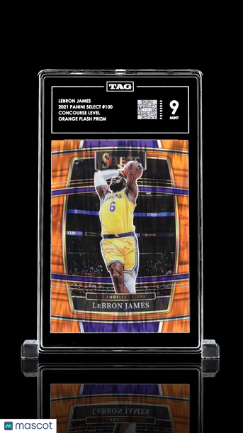 2021 Panini Select LeBron James #100 Orange Flash Prizm TAG 9