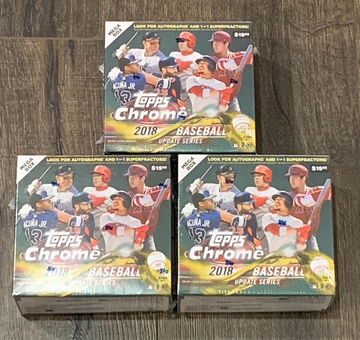 (3) 2018 Topps Chrome Update Baseball Mega Boxes