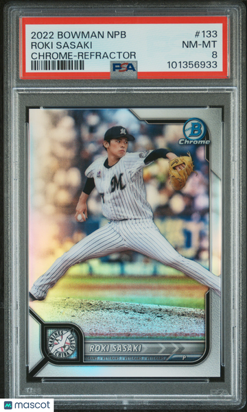 2022 Bowman NPB Roki Sasaki #133 Chrome Refractor PSA 8