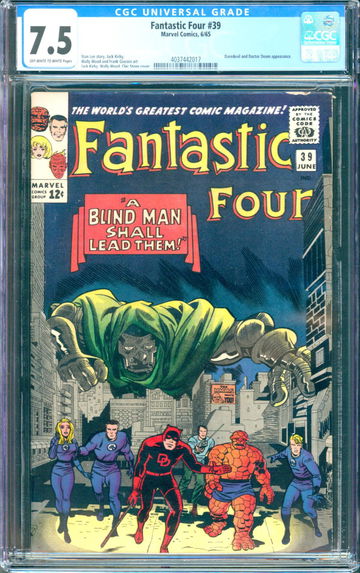 Fantastic Four #39 (1965) CGC 7.5 - O/w to white pages; Dr. Doom & Daredevil app