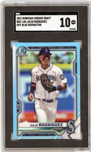 2021 Bowman Chrome Draft Sky Blue Refractor Julio Rodriguez #BDC-145 SGC 10