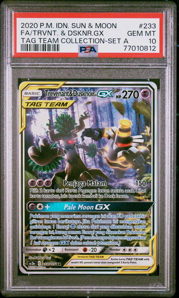 2020 Pokemon Indonesian Sun & Moon Tag Team Collection Set A Dusknoir/Trevenant Gx #233 PSA 10