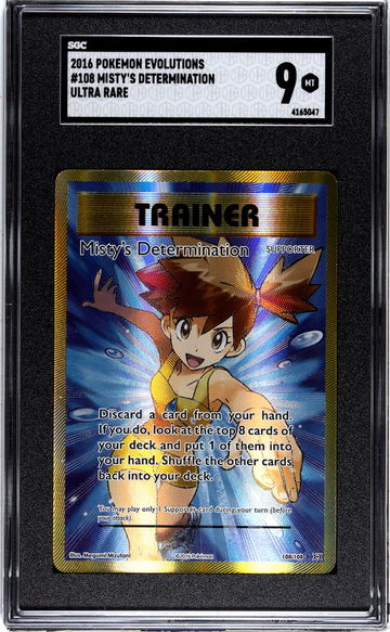 2016 Pokémon XY Evolutions Full Art Trainer Misty #108/108 Holo SGC 9