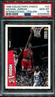 1996 Upper Deck UD Collector's Choice International Italian 23 Michael Jordan Chicago Bulls PSA 10 Gem Mint