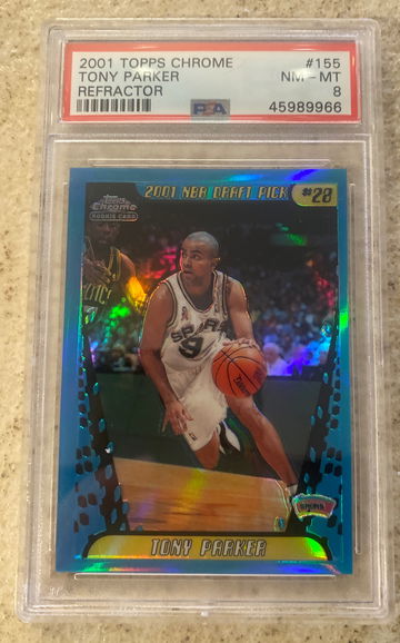 2001 topps chrome tony Parker refractor psa 8