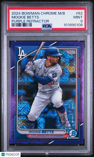 2024 Bowman Chrome Mega Box Mookie Betts #62 Purple Refractor /250 PSA 9