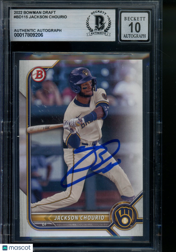 2022 Bowman Draft Jackson Chourio #BD115 BGS Authentic Auto 10