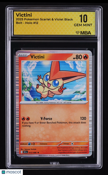 2025 Pokemon Scarlet & Violet Black Bolt Victini Holo MBA 10 #12