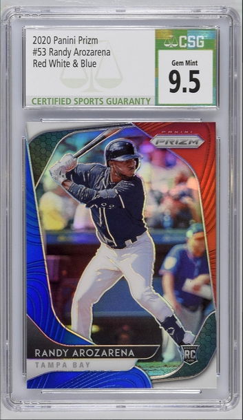 2020 Prizm Randy Arozarena Rookie Card #53 RWB Prizm CSG 9.5 Gem Mint