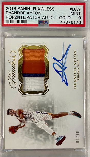 2018 Panini Flawless Deandre Ayton Horizontal Patch Gold Auto PSA 9