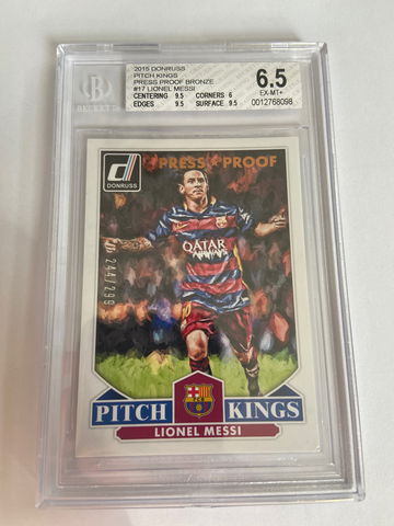 2015 Donruss Pitch Kings #17 Lionel Messi Press Proof Bronze BGS 6.5 EX-MT+