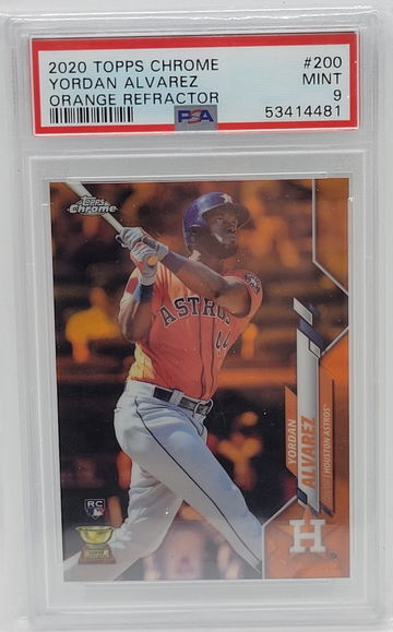 2020 Topps Chrome #200 Yordan Alvarez Orange Refractor PSA 9