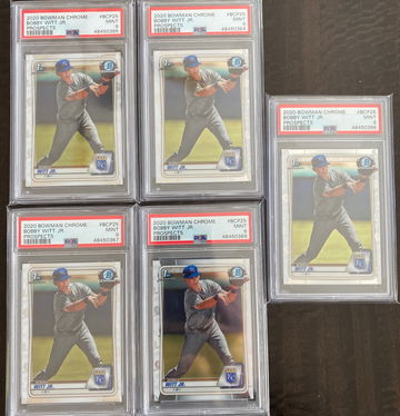 BOBBY WITT JR 2020 BOWMAN CHROME 5x LOT PSA 9 