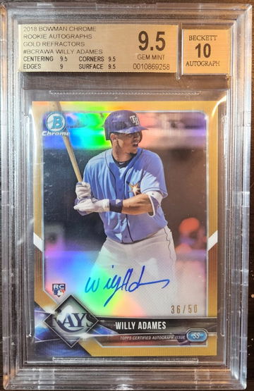 Willy Adames 2018 Bowman Chrome RC Gold Refractor Auto #/50 BGS 9.5