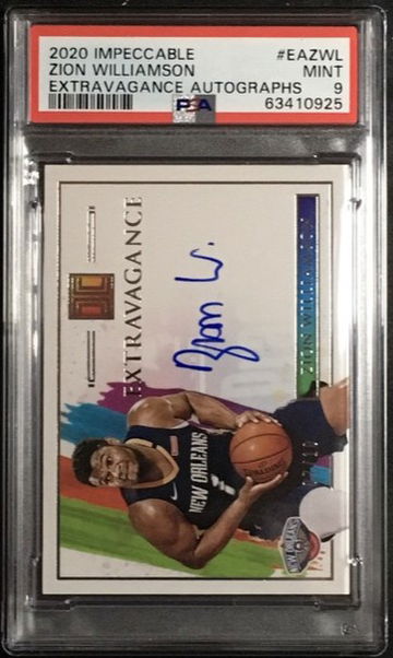 2020-21 Impeccable - ZION WILLIAMSON - Extravagance AUTO - #ed 07/10 - PSA 9