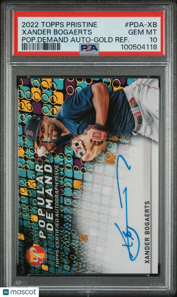 2022 Topps Pristine Popular Demand Autographs Xander Bogaerts #PDA-XB Pop. Demand Gold Refractor PSA 10