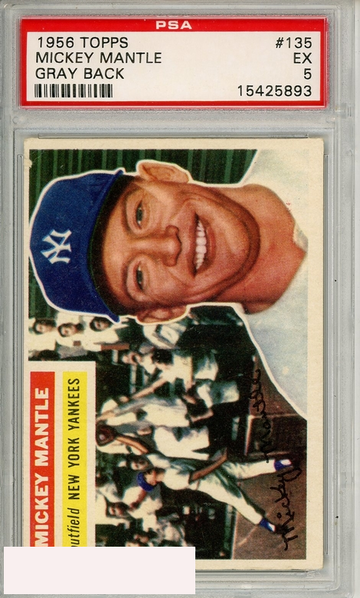 1956 TOPPS MICKEY MANTLE #135 GRAY BACK PSA 5 EX