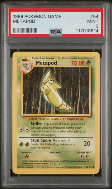 1999 Pokemon #54/102 Metapod PSA 9