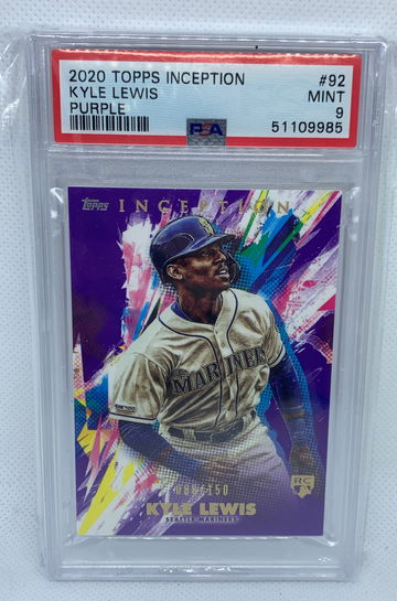 2020 Topps Inception Kyle Lewis Purple Rookie RC #92 Card PSA 9/ 150