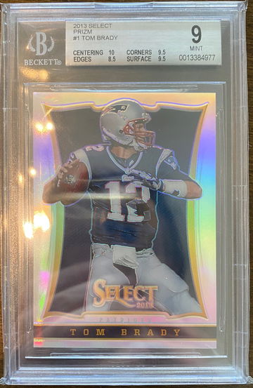 2013 panini select Tom brady #1 prizm bgs 9 mint .5 away pop 2