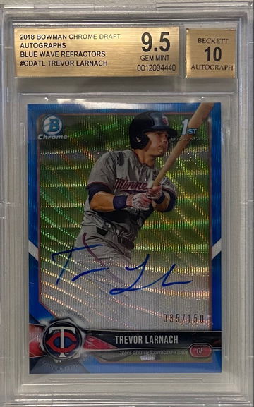 2018 Bowman Chrome Trevor Larnach Blue Auto