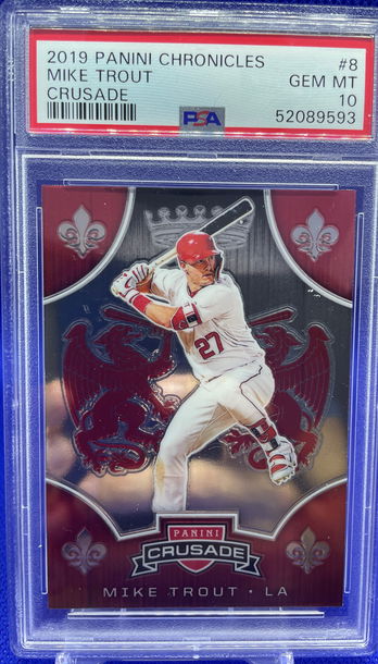2019 PANINI CHRONICLES MIKE TROUT CRUSADE PSA 10 GEM MINT LA ANGELS LOW POP