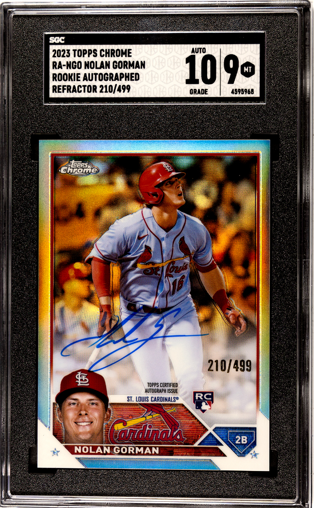 2023 Topps Chrome Nolan Gorman #RA-NGO Auto RC SGC 9