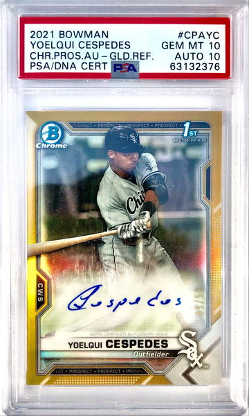 2021 Bowman Chrome Yoelqui Cespedes Gold Auto /50 PSA 10 Auto 10