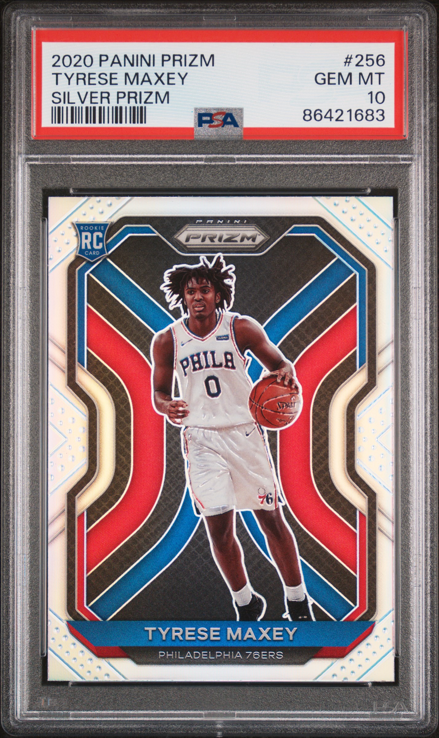 PSA 10 2020 Panini Prizm Tyrese Maxey Silver Prizm Rookie #256