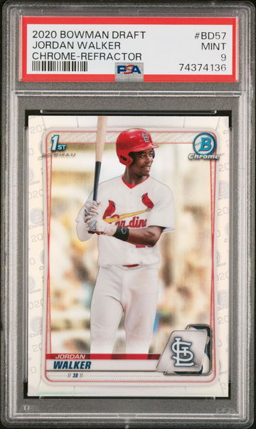 2020 Bowman Draft Jordan Walker #BD57 CHROME-REFRACTOR PSA 9