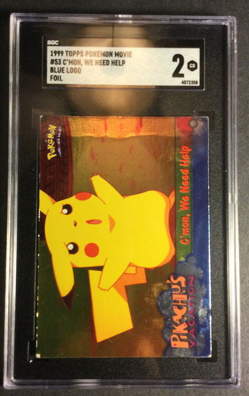 1999 Pokemon Topps Pokemon Movie #53 C'mon We Need Help Blue Logo Foil Pikachu SGC Graded 2 Good