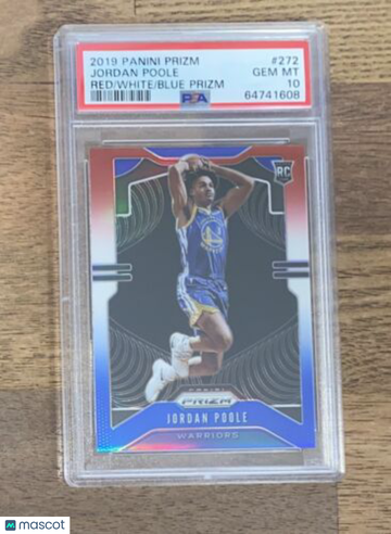 Jordan Poole 2019-20 Prizm Red White Blue Prizm RC #272 Warriors Rookie PSA 10